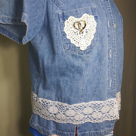 235 Size 14 jeaniemade Short Sleeve Jean Top - Picture 2 of 3